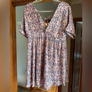 Lulu's Pink Floral Mini Dress